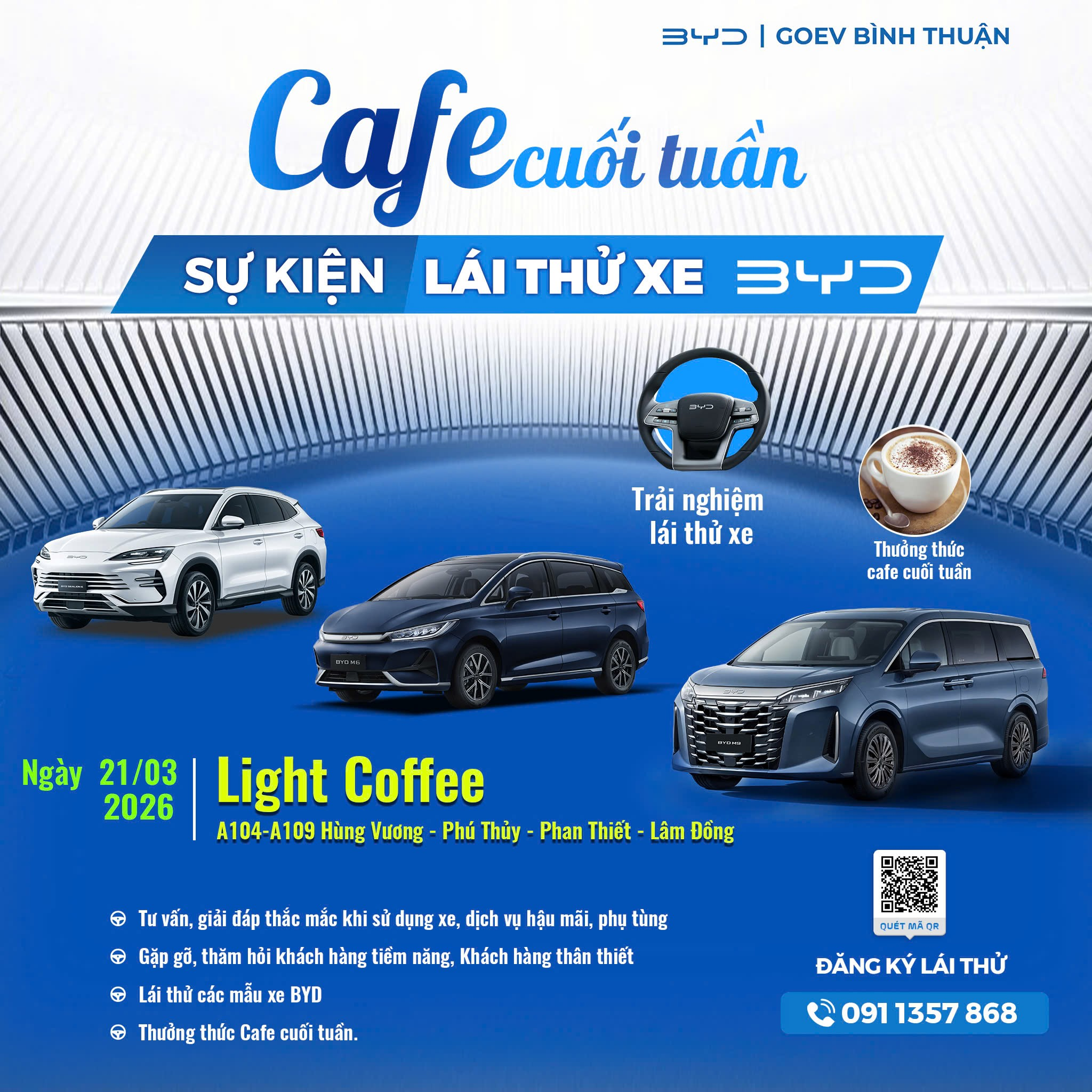 Lái thử xe BYD ngày 21/03/26 banner cafe cuoi tuan 21 03