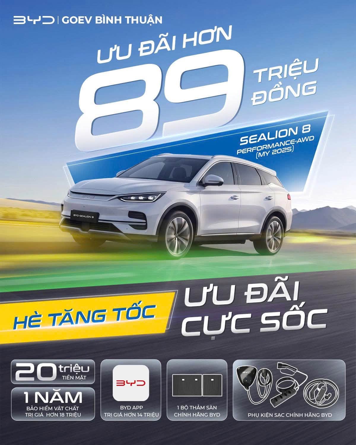 Khuyến Mãi BYD Tháng 7/2026: Hè Tăng Tốc – Ưu Đãi Cực Sốc Lên Đến 81 Triệu Đồng 6 Khuyến mãi tháng 7/2026 BYD Sealion 8 - ưu đãi hơn 89 triệu đồng