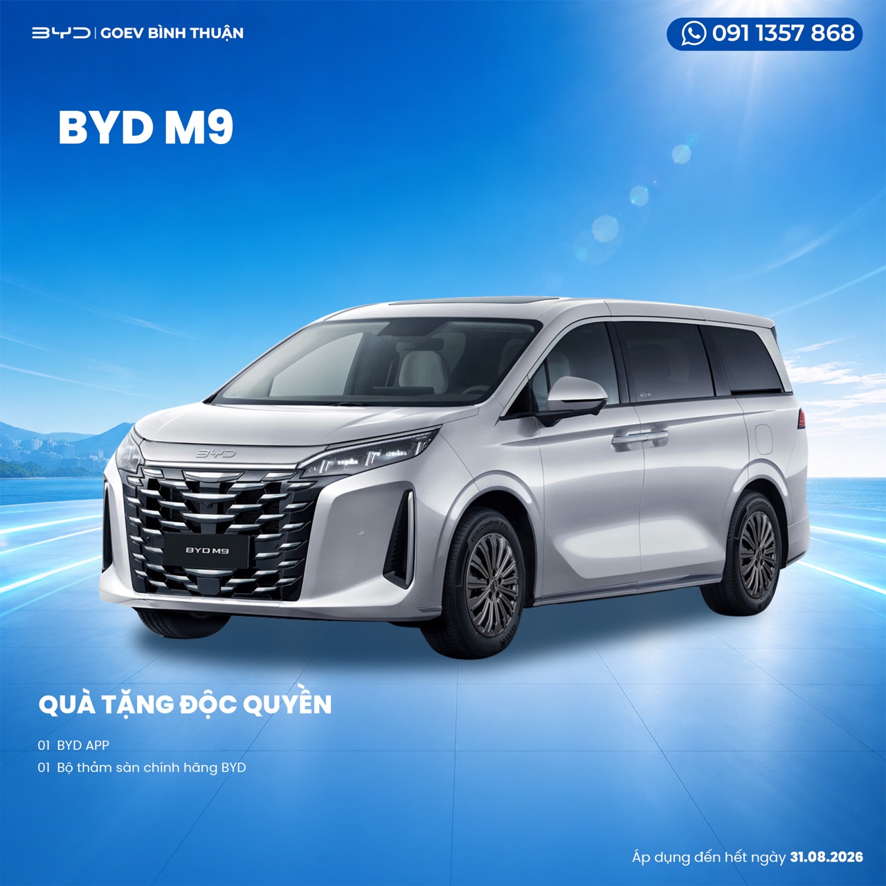 Khuyến Mãi BYD Tháng 8/2026 - Ưu Đãi Đến 100% Lệ Phí Trước Bạ Cùng Quà Tặng Độc Quyền 8 Khuyến mãi tháng 8/2026 BYD M9
