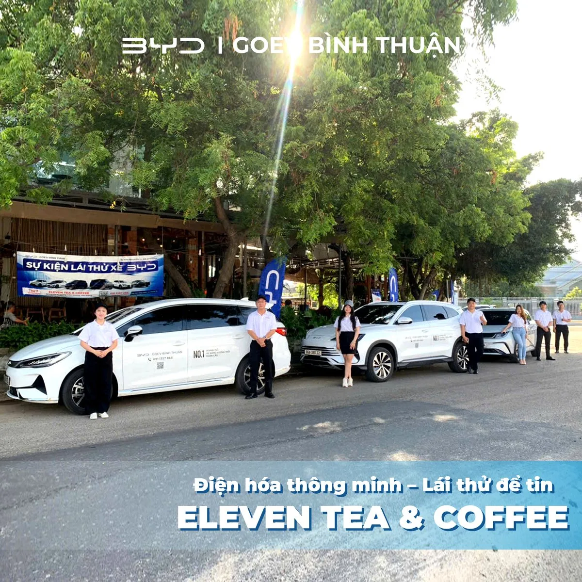 Lái Thử Xe BYD Tại Eleven Tea & Coffee Liên Hương Ngày 10/10/2026 2 Đoàn xe BYD tại sự kiện lái thử ở Eleven Tea & Coffee Liên Hương ngày 10/10/2026
