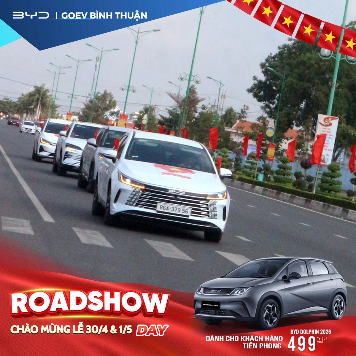 Đoàn xe BYD thu hút sự chú ý của người dân Bình Thuận